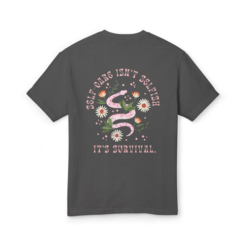 Moodly "Self-Care Isn’t Selfish" Unisex Garment-Dyed T-Shirt – Comfortable, Sustainable Everyday Wear